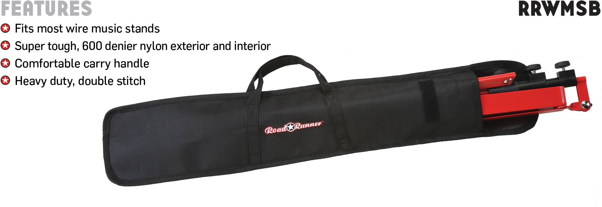Wire Music Stand Carry Bag Road Runner Rrwmsb - Bag (1920x710), Png Download