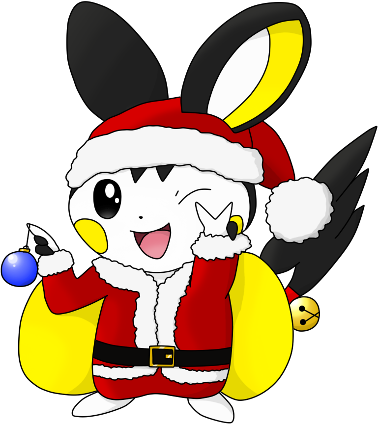 So If You're Curious To See The Full Santa Emolga Art - Cartoon (1000x1000), Png Download