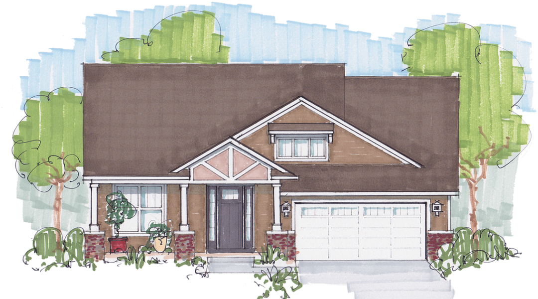 1,906 Sf Craftsman Style - Architecture (1080x600), Png Download