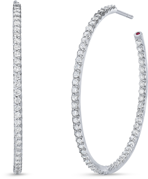 Roberto Coin Perfect Diamond Hoops™ 18k White Gold - Titanium Ring (1600x1600), Png Download