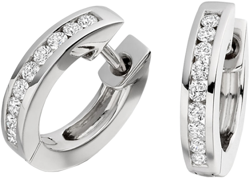 An Elegant Pair Of Round Brilliant Cut Diamond Hoop - Cercei Aur Alb Dama (500x500), Png Download