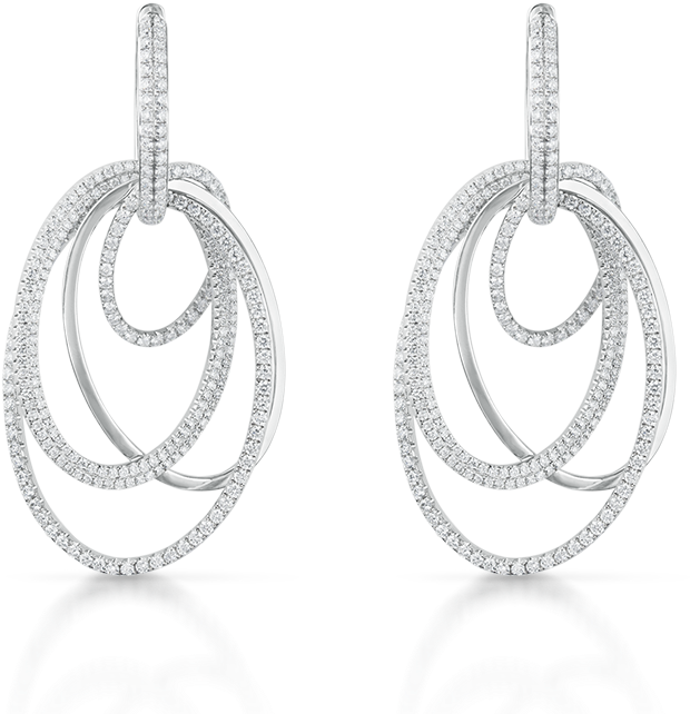 Earrings Sleek Oval Silhouette Diamond Hoop Earrings - Body Jewelry (800x778), Png Download