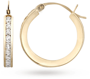 9ct Gold Cubic Zirconia Extra Large Hoop Earrings - Dyrberg/kern (350x350), Png Download