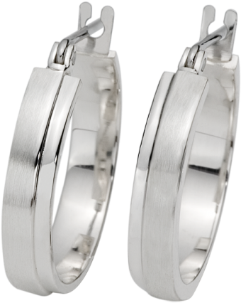 Sterling Silver Hoop Earrings - Platinum (580x430), Png Download