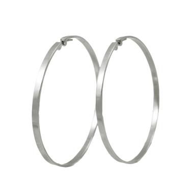 Sterling Silver Hoop Earrings - Bangle (375x375), Png Download