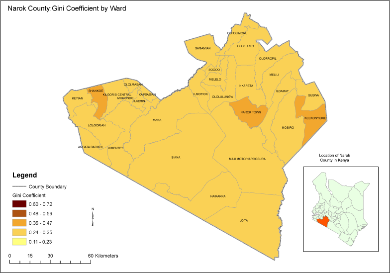 Narokcounty Ginicoefficient - Narok County Map (784x549), Png Download