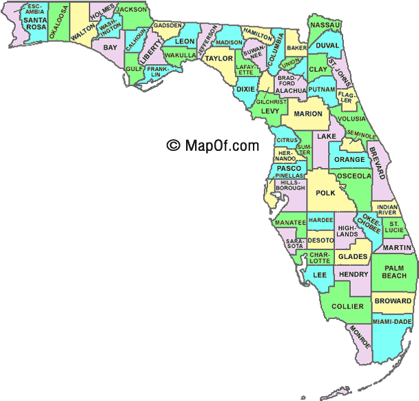 Florida Map By County And City - Chipley Fl On A Map (620x591), Png Download