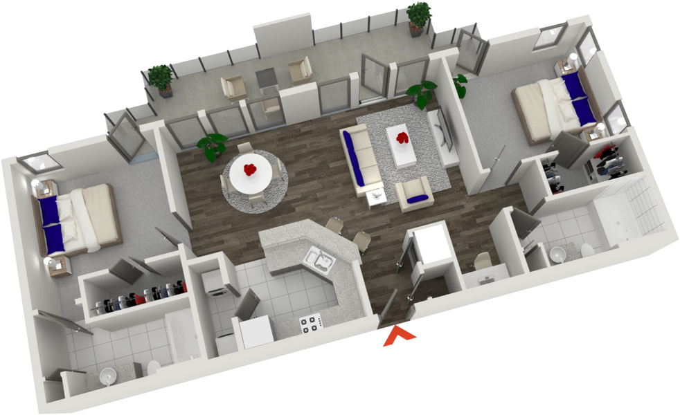Roof Top Terrace - 2 Bedroom Apartment (1030x710), Png Download
