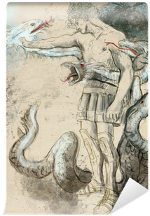 Slay The Nine-headed Lernaean Hydra - Hercules Fighting Hydra Vector (400x400), Png Download