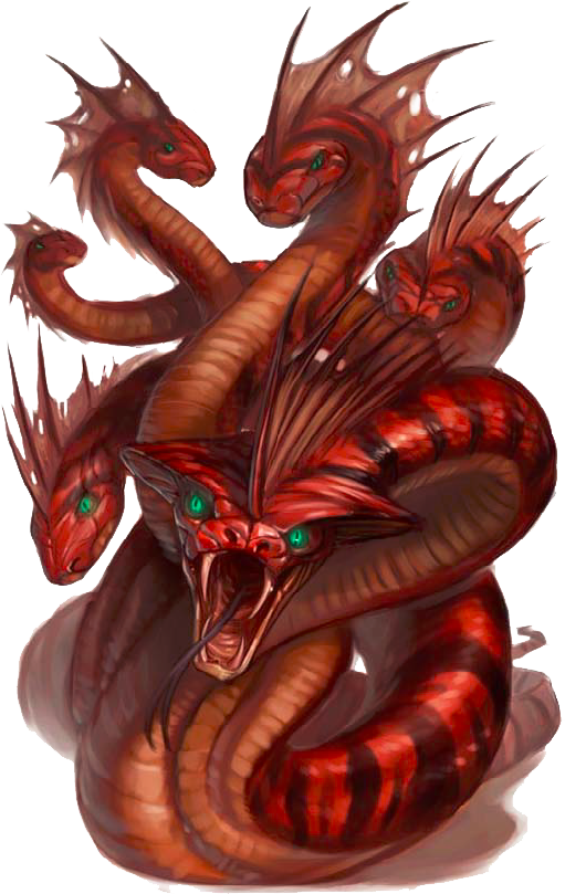 A Hydra Can Be Killed Either By Severing All Its Heads - Pathfinder Hydra (511x809), Png Download