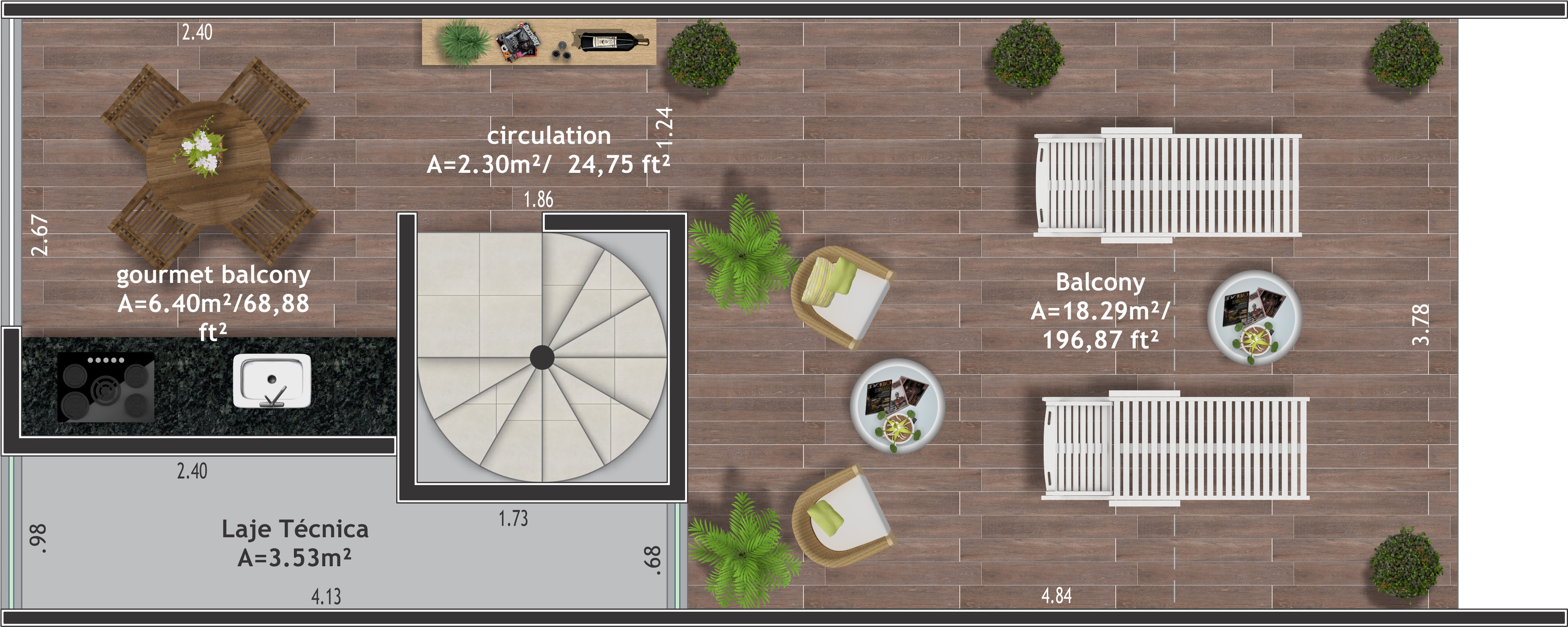 03 Vi Pl Rooftop - Sidewalk (4000x1913), Png Download