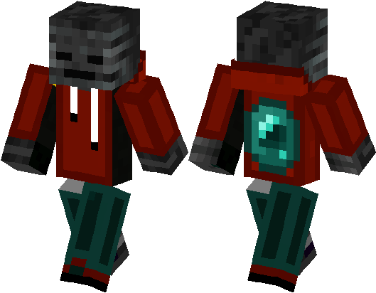 Wither Skeleton Guy With Ender Pearl Cape - Herobrine Zombie Minecraft Skin (528x418), Png Download