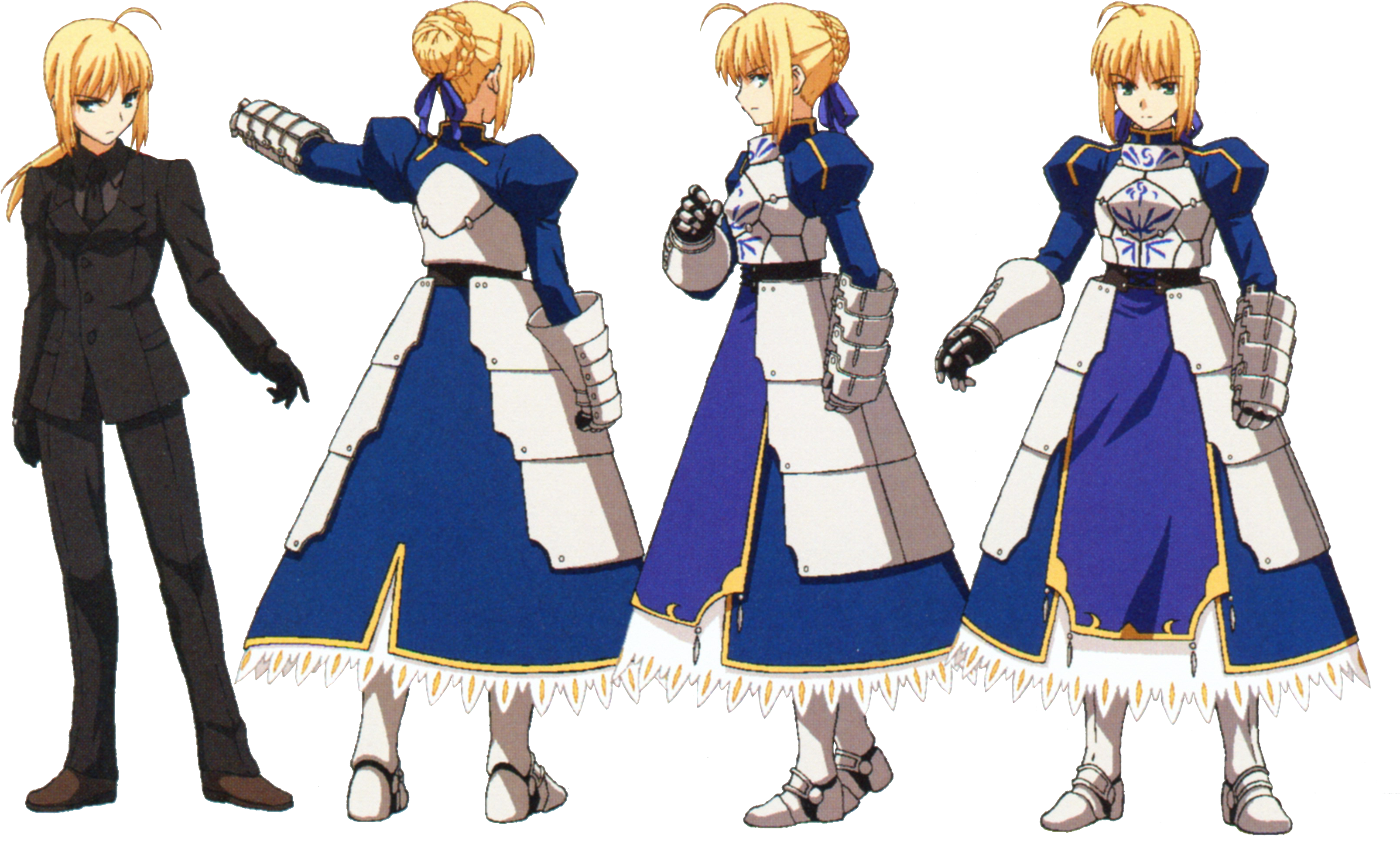 Various Angles - Saber Fate Zero Character Sheet (3349x2021), Png Download