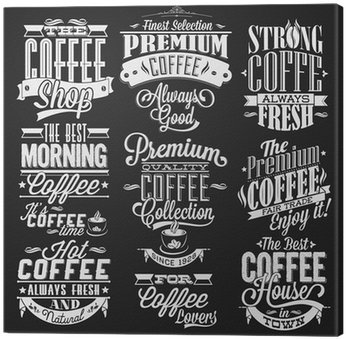 Set Of Vintage Retro Coffee Labels On Chalkboard Canvas - Tipografia Vintage (400x400), Png Download