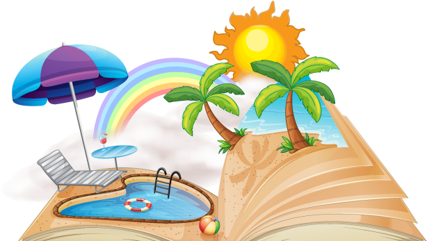 Beach Clipart Read - Summer Vacation Homework Cover Page (627x351), Png Download