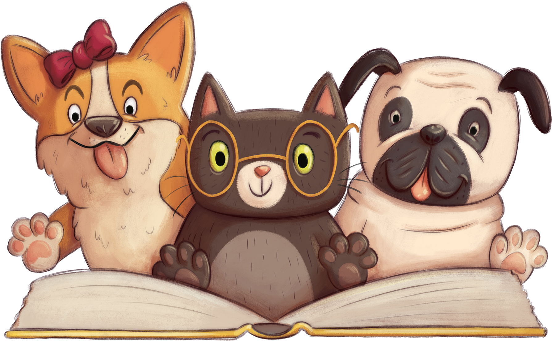 Animal Clipart Read - Paws For Books Book Fair (1950x1314), Png Download