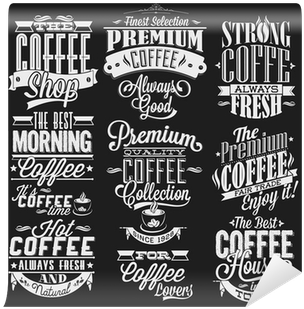 Set Of Vintage Retro Coffee Labels On Chalkboard Wall - (アートパネル)art Panel Invisible Studio Vintage Retro Coffee (400x400), Png Download