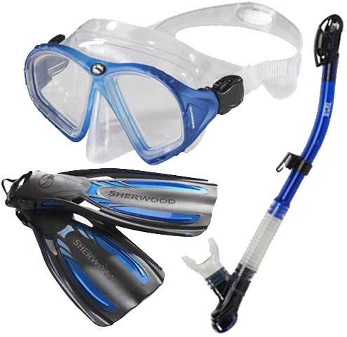 Snorkel Packages - Sherwood Allure Crystal Clear Mask - Azure (blue) (500x500), Png Download
