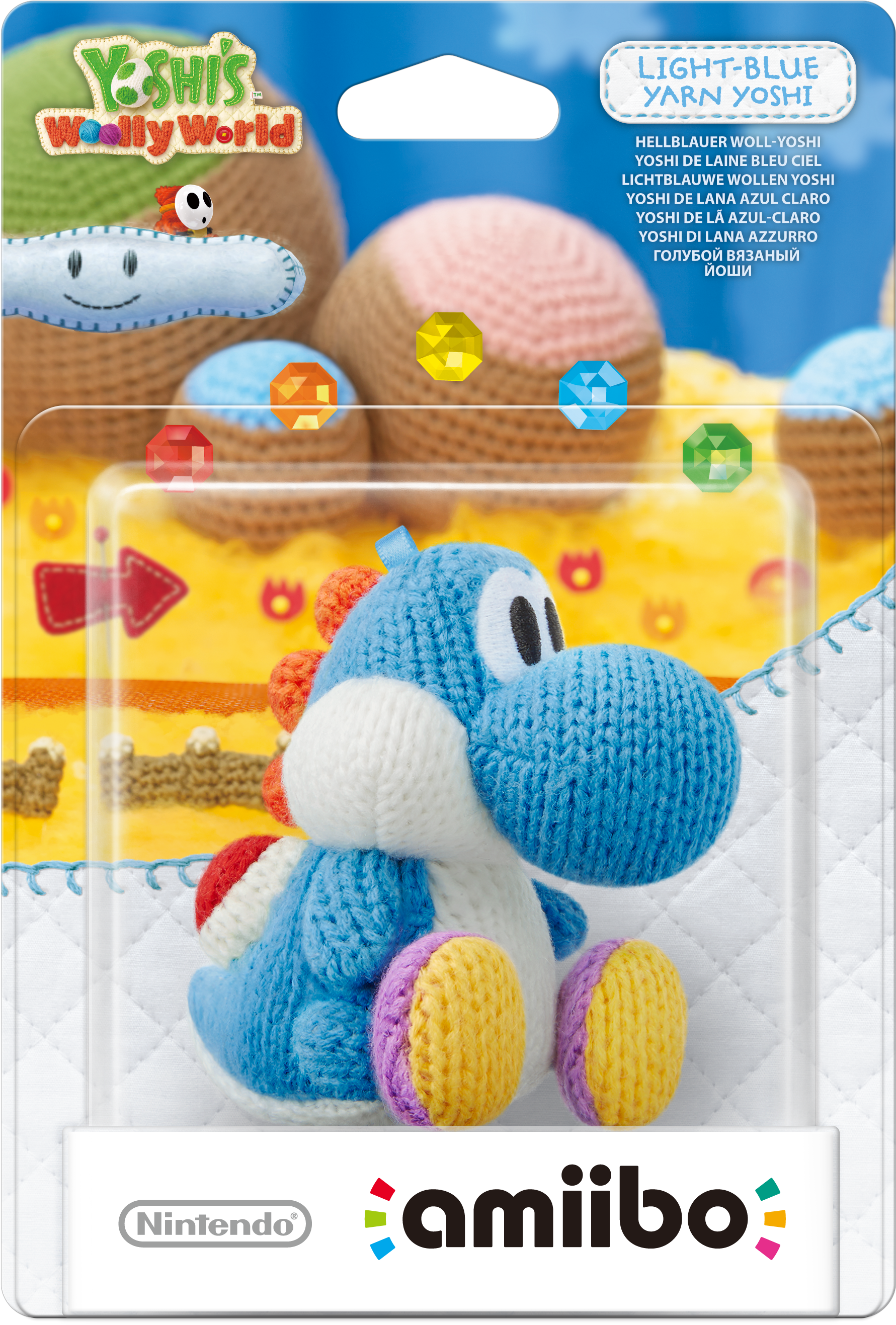 Nintendo Yoshis Wooly World Blue Yarn Yoshi Amiibo - Nintendo Amiibo Blue Yoshi - Yoshi's Woolly World Figure (2146x2986), Png Download