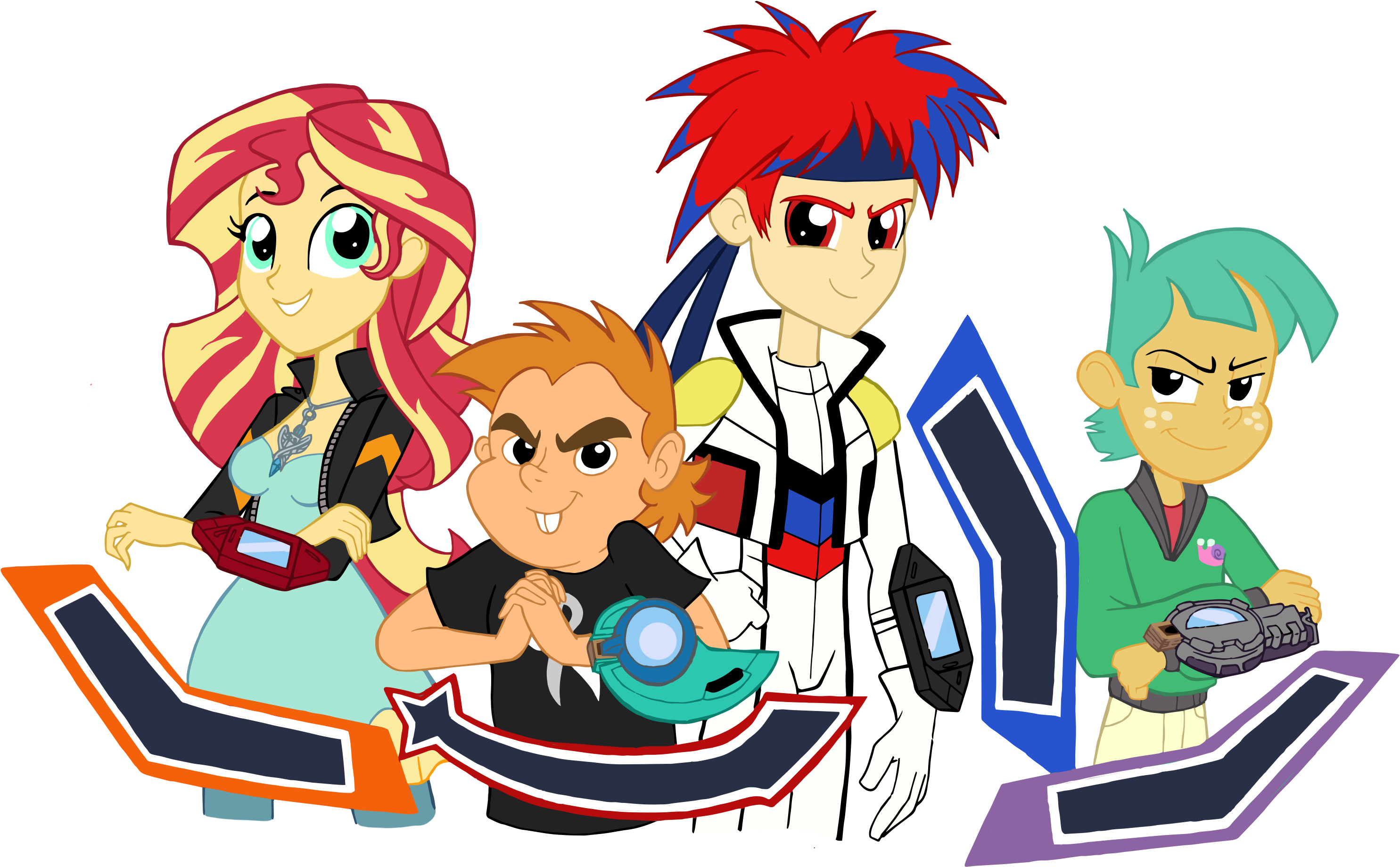 1256029 Safe Oc Crossover Sunset Shimmer Snails Snips (3000x2023), Png Download