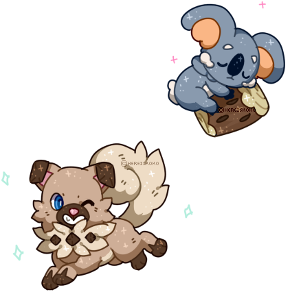 Rockruff And Komala - Nekkoala And Iwanko (500x500), Png Download