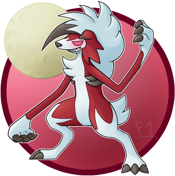 Midnight Lycanroc - Cartoon (584x584), Png Download