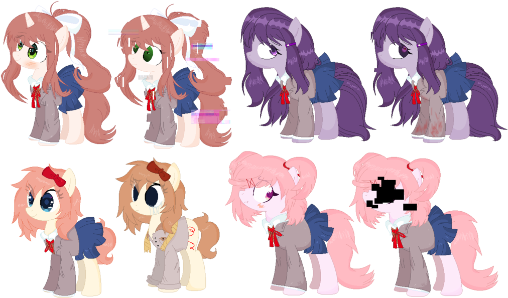 Earth Pony, Error, Female, Glitch, Mare, Monika, Natsuki, - Mlp Doki Doki Literature Club (1024x600), Png Download