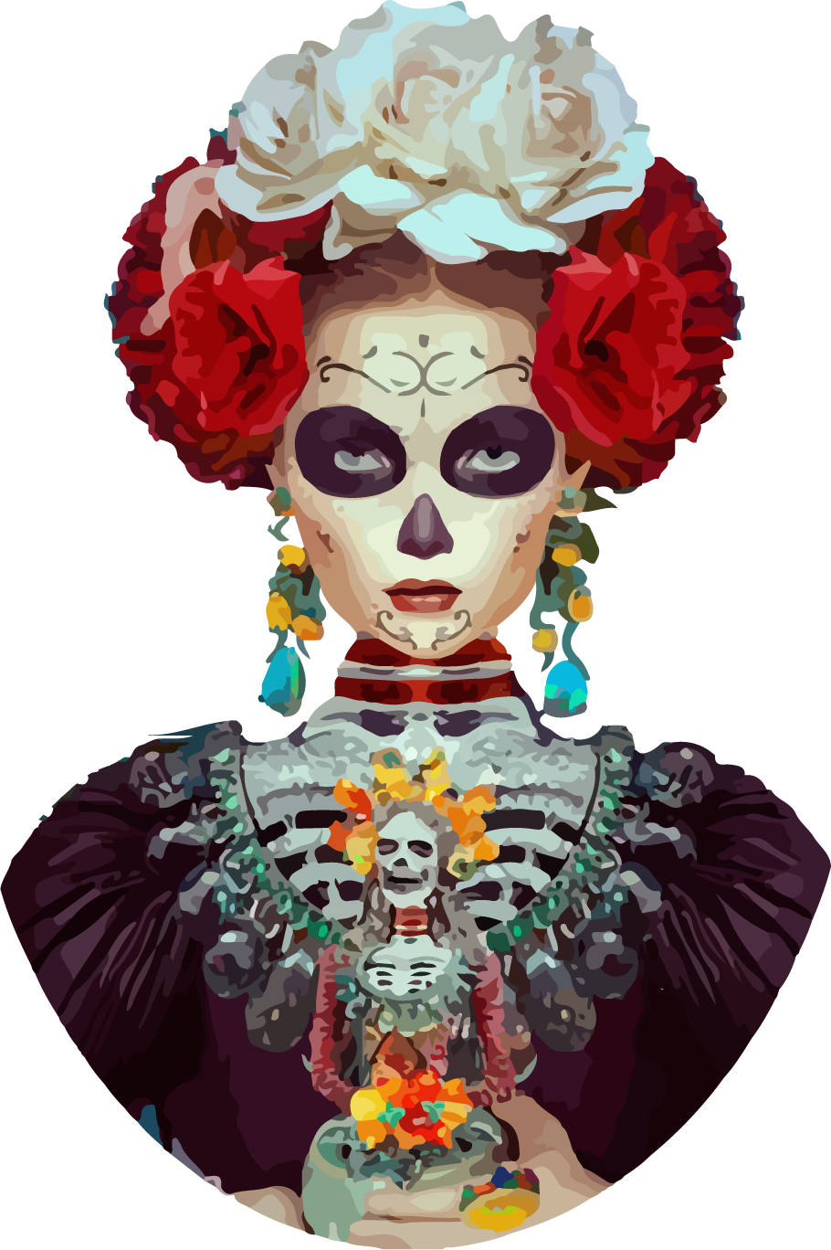Pin By Mar Abelle On Art Craft - Frida Kahlo Day Of The Dead Costume (910x1368), Png Download