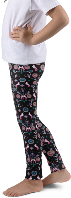 Bird Art Deco Black Kids Leggings - Leggings (1000x648), Png Download