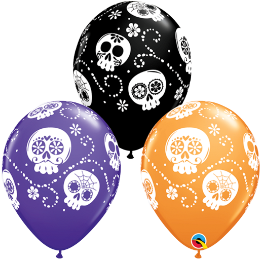 'day Of The Dead' Sugar Skull Balloons Single - Sugar Skull Balloons (550x541), Png Download