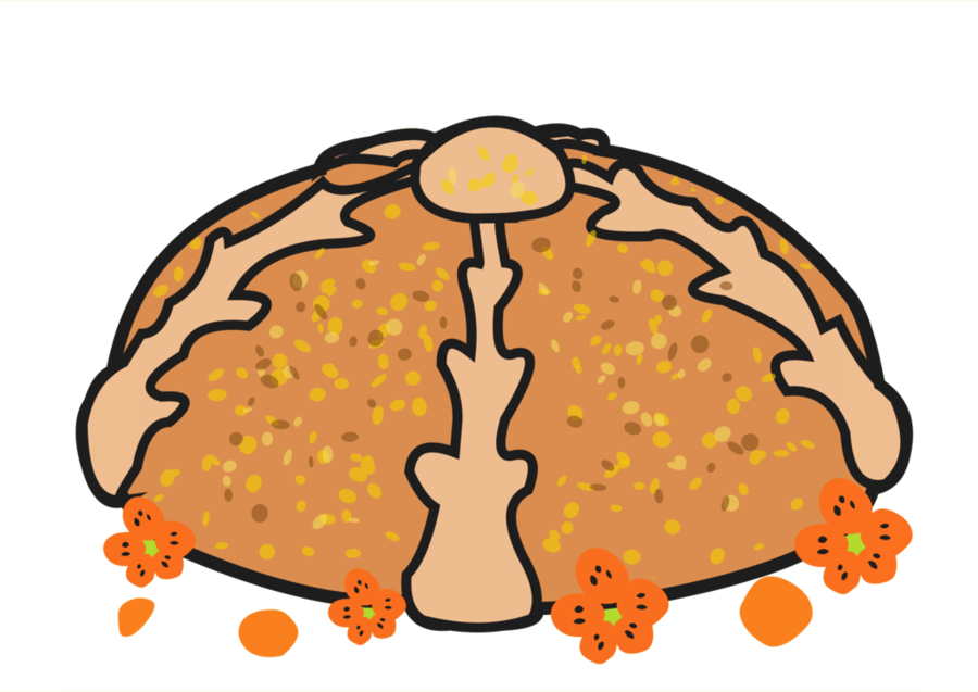 Download Orange Clipart Pan De Muerto Day Of The Dead - Pan De Muerto (900x637), Png Download
