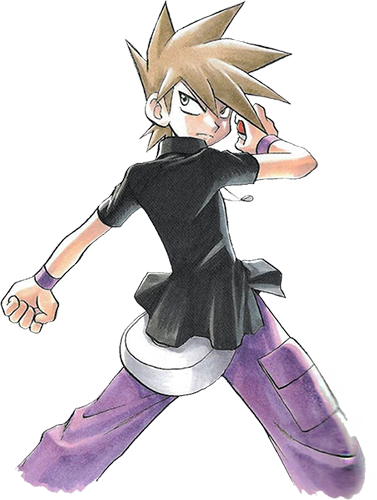 Green Oak - Blue From Pokemon Adventures (377x500), Png Download