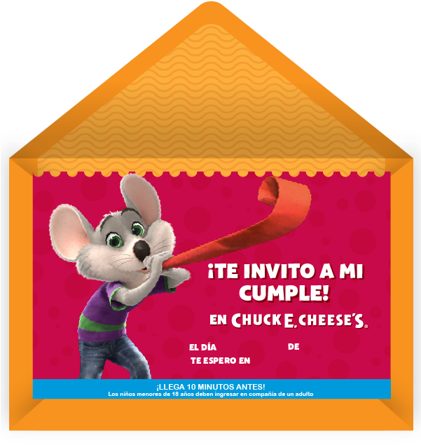 Descarga E Imprime - Chuck E Cheese Invitacion (600x650), Png Download
