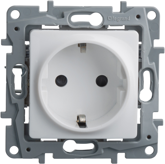 Розетка Etika С Заземлением Со Шторками Белая - Legrand Niloe Podświetlenie (600x592), Png Download