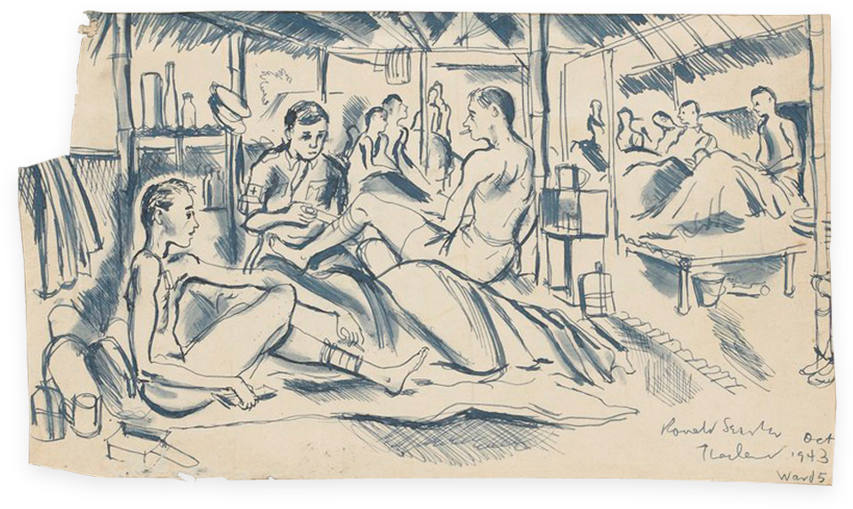 Ronaldsearle Ward5 October1943 Illustrationchronicles - Ronald Searle Drawings Tools (1500x584), Png Download