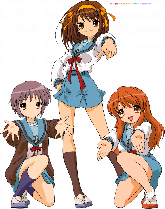 Weib / Schwarz The Melancholy Of Haruhi Suzumiya Trial (576x729), Png Download