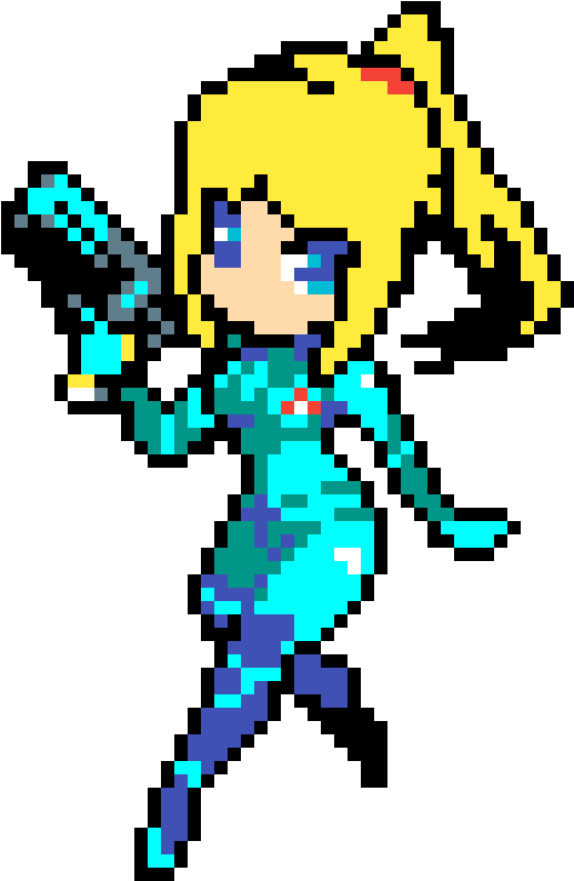 Zero Suit Samus - Easy Pixel Art Girl (1200x1200), Png Download