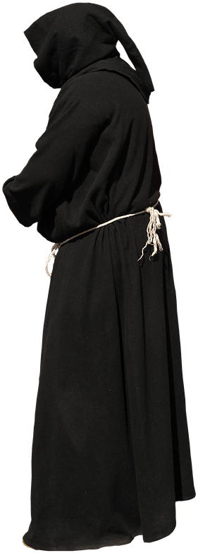 Monk Back View Black Gown Png - Back Monk (414x864), Png Download