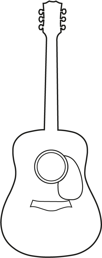 Electric Guitar - Line Art (820x1009), Png Download