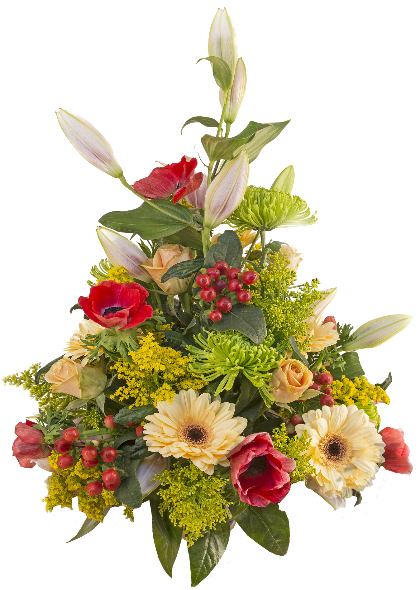 Corporate Flowers By Cindy's Balloons And Flowers - Arreglos Florales De Lirios Y Gerberas (1493x1920), Png Download