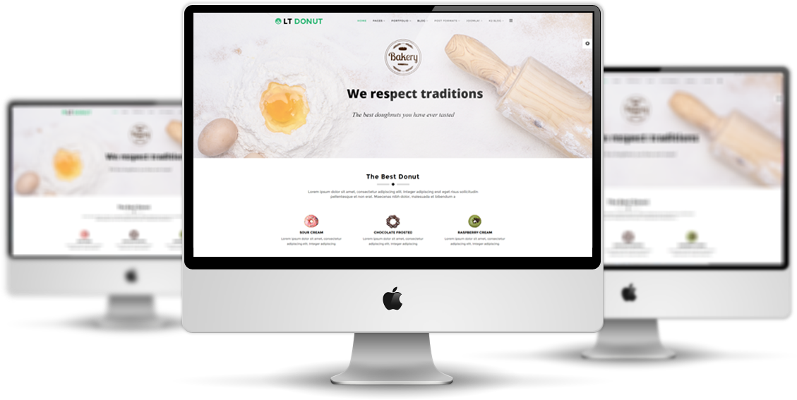 Lt Donut Free Responsive Joomla Bakery Template - One Page Web Template Bakery (1129x567), Png Download
