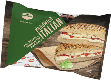 Italian Sandwich With Mozzarella, Tomatoes And Basil - Fast Food (500x500), Png Download