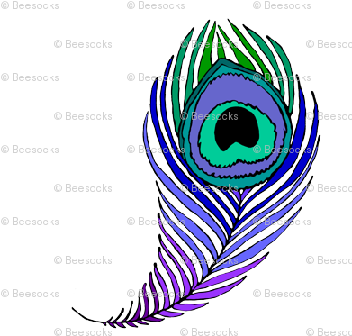 Giant Peacock Feather On White - Peacock Print Wristlet Purse, Women's, Dark Blue/blue/slate (400x400), Png Download