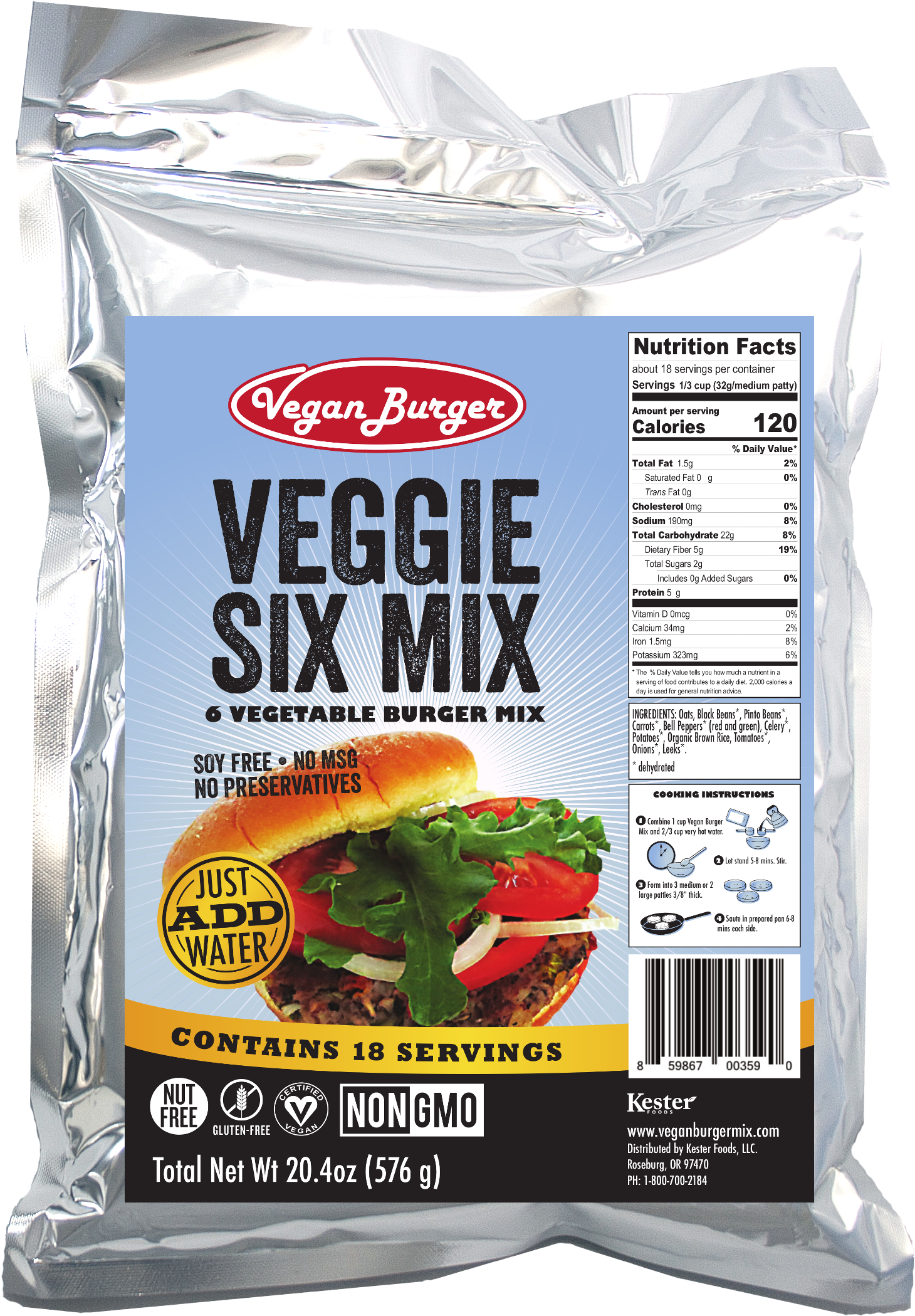 Veggie Six - Vegan Burger Burger Mix, Veggie Six Mix - 10.2 Oz (1820x2336), Png Download