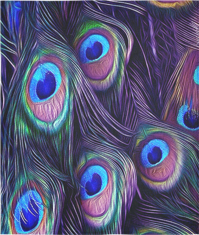 Peacock Feather Cotton Linen Wall Tapestry 51"x 60" - Peacock Feathers With Purple (1000x1000), Png Download
