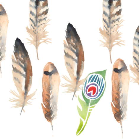 Feather And Peacock Fabric By Ekatrina On Spoonflower - Close At Heart Plaque Standing (470x470), Png Download