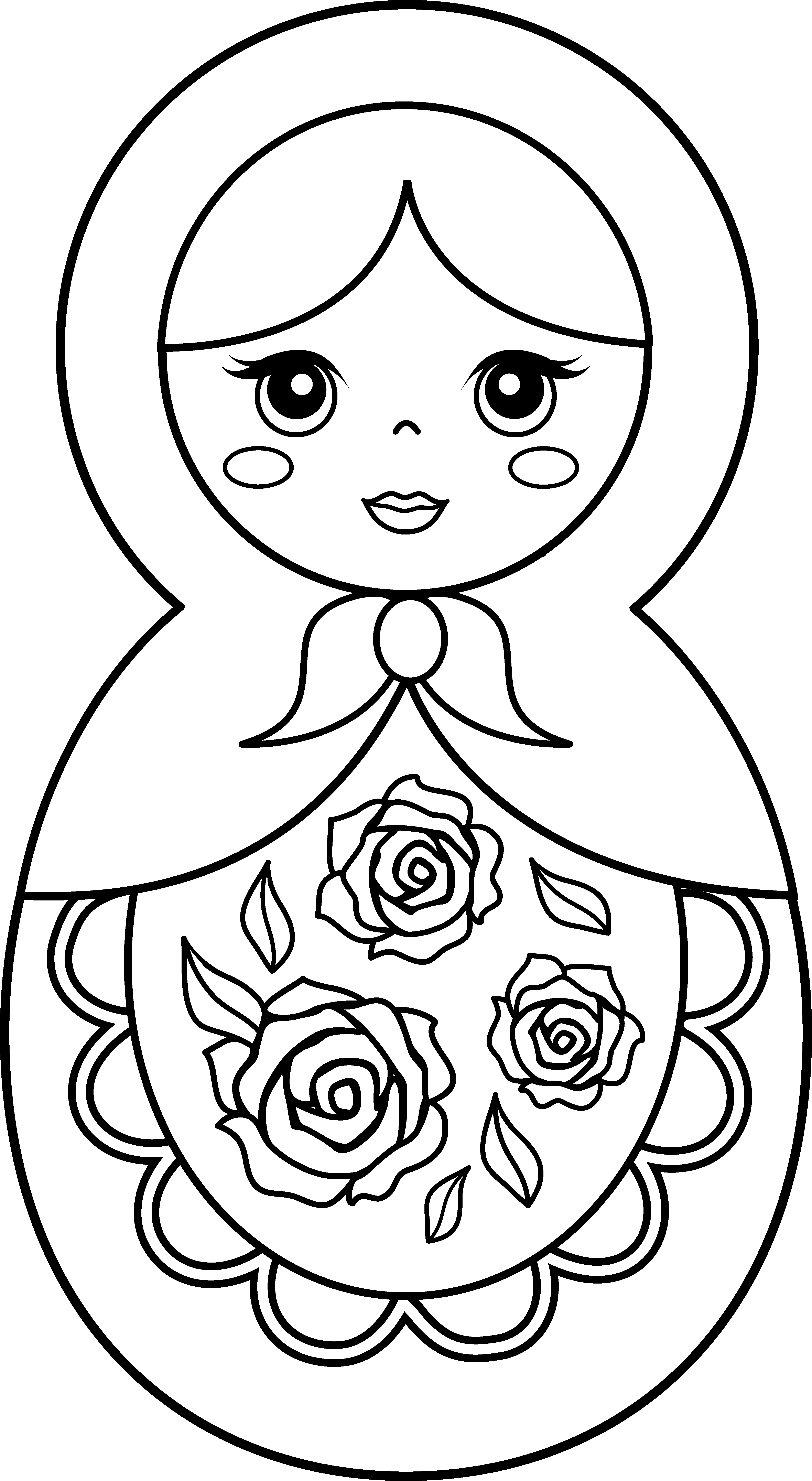 Clip Download Flute Clipart Colouring Page - Russian Doll Coloring Page (3985x7268), Png Download