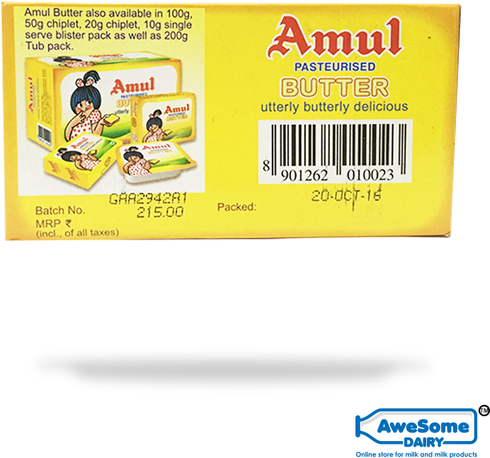 Awesome Dairy Amul Pasteurised Butter 100gm Image - Amul Ghee 500ml Price (800x800), Png Download