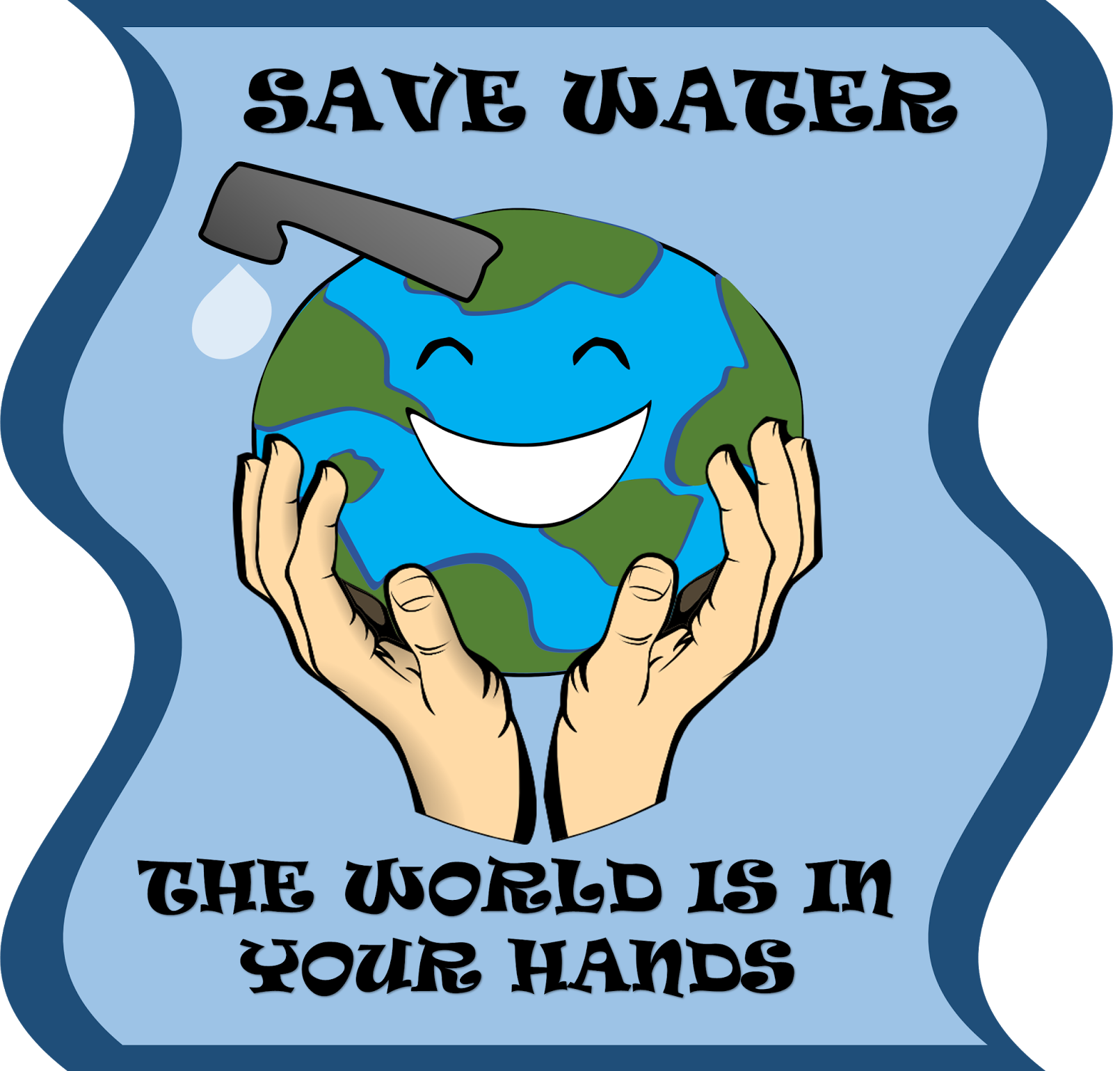 100 Ways To Conserve Water - Save Water Cartoon Poster (1600x1540), Png Download