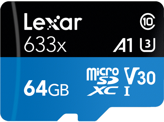 Lexar 633x 64gb Microsdxc Micro Sd Sdxc Uhs-i C10 U3 - Lexar 64gb Microsdxc Class 10 Memory Card (640x640), Png Download